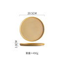 Axyaa Round Ceramic Steak & Dessert Plates Set - Vintage Restaurant Tableware