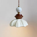 Axyaa Bell Orchid Chandelier: Modern Cream Style Bedside Pendant Light Resin Handicraft