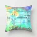 Pink Anime City Print Polyester Pillowcase 45x45cm for Bedroom Living Room by Axyaa.