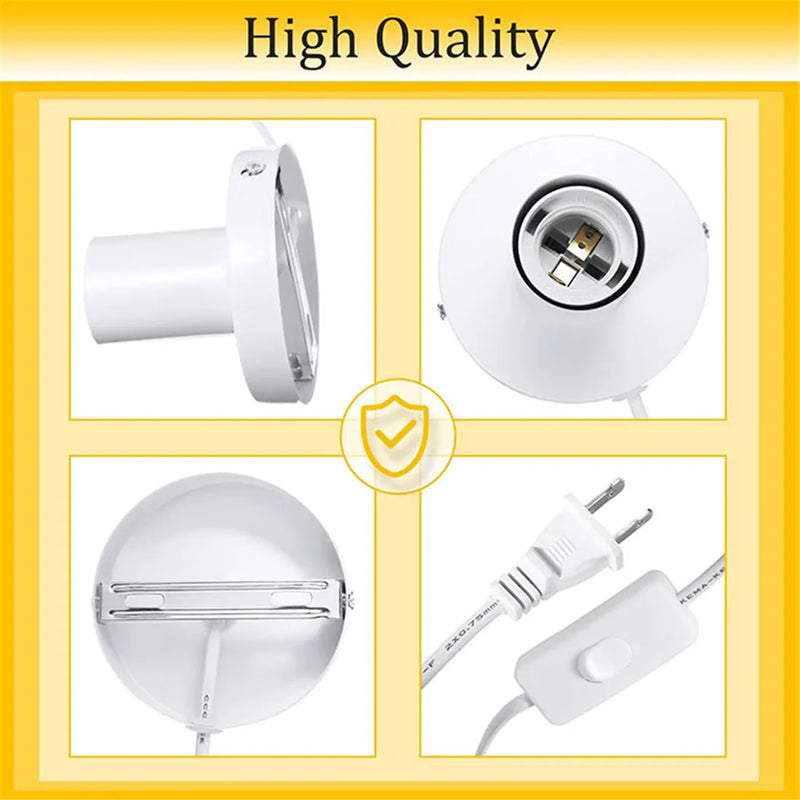 Axyaa Small White Industrial Table Lamp Base with Polished Metal E26 E27 Holder