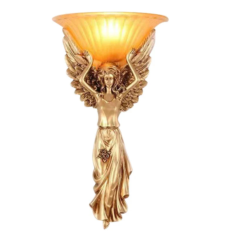 Axya Nordic Retro Angel Wall Lamp Resin Glass Vintage LED Sconces for Living Room