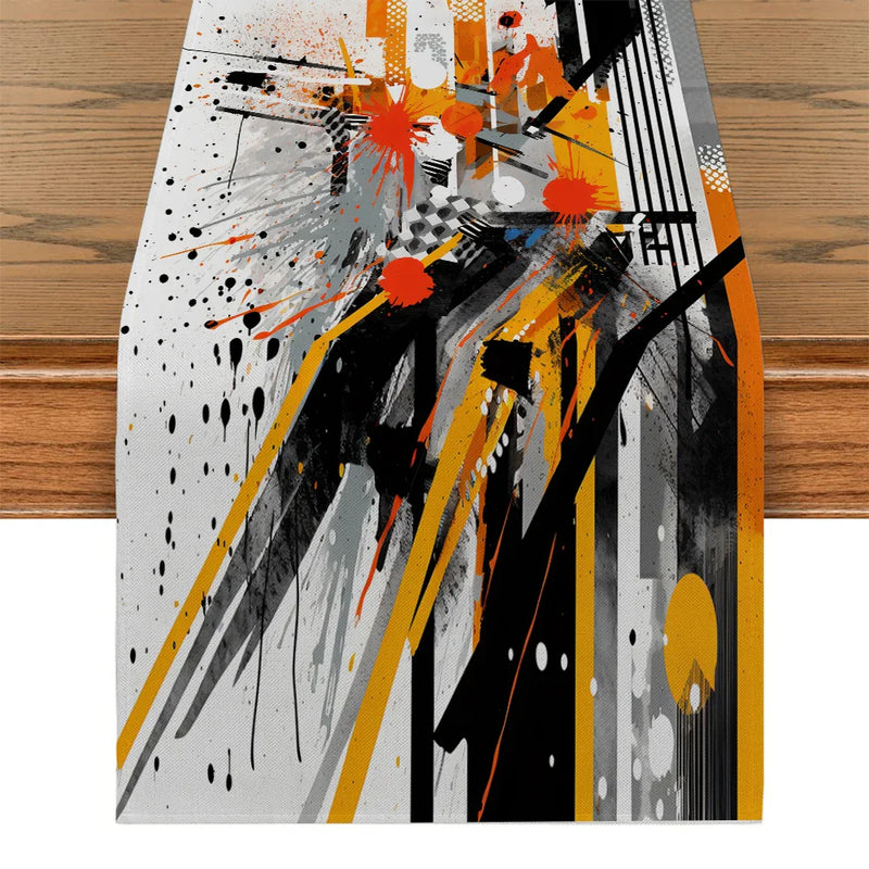 Geometric Lines Table Runner for Home Decor by Axyaa