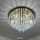 Axyaa Crystal Ceiling Lamp Steel LED Chandelier Lighting Fixtures Art Deco Style