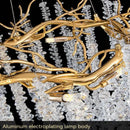Axyaa Gold Branch Crystal LED Pendant Chandeliers for Living, Dining, Kitchen, Bedroom
