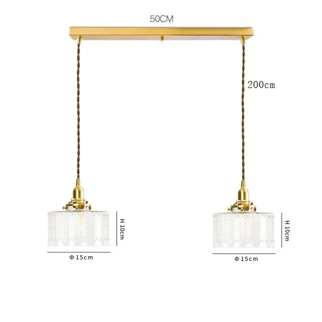 Axyaa Clear Glass LED Pendant Light: Nordic Style Copper Hanging Lamp