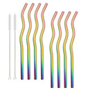 Axyaa Stainless Steel Straw Set - Colorful Metal Straws for Drinks, Coffee, Tea, Juice