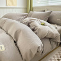 Axyaa Waffle Jacquard Cotton Queen Bedding Set with Sheets, Quilt Cover & Pillowcases