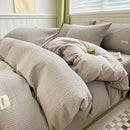 Axyaa Waffle Jacquard Cotton Queen Bedding Set with Sheets, Quilt Cover & Pillowcases