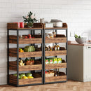 Axyaa 5-Tier Wood Fruit & Vegetable Storage Rack: Pull-Out Snack Stand Organizer