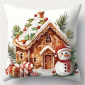 Axyaa Christmas Gingerbread Hut Pillowcase - Festive Sofa Cushion for Holiday Home Decor