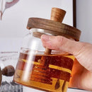 Axyaa Glass Sealed Honey Bottle with Wooden Cover and Mixing Rod