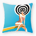 Axyaa Red Lips Stripe Throw Pillow Cover - 45X45CM