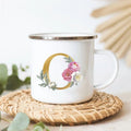 Floral Enamel Mugs: Vintage Design by Axyaa - Perfect for Coffee, Tea, and Desserts
