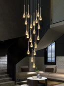 Axyaa Modern Crystal Villa Staircase Chandelier for Living Room, Loft, and Restaurant