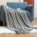 Axyaa Grey Wave Acrylic Knitted Throw Blanket with Tassels