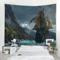Axyaa Pirate Ship Tapestry - Sailing Seascape Decor for Boho Bedroom Aesthetics