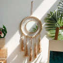 Axyaa Wooden Beads Wall Mirror Boho Nordic Home Decor for Living Room & Bedroom