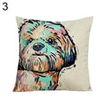 Axyaa Watercolor Dog Print Linen Pillow Cover 45X45CM