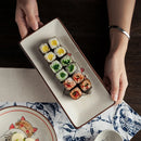 Axyaa Ceramic Sushi Plate - Japanese-style Rectangular Dish & Fried Fish Plate