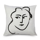 Axyaa Minimalist Matisse Portrait Linen Pillow Case, Sofa Decor, Simple Line Drawing