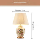 Axyaa Ceramic Flower Bird Table Lamp with Fabric Lampshade - LED Floor Light for Living Room and Bedroom