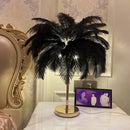 Axyaa Rechargeable Ostrich Feather Table Lamp: Nordic Romantic Night Light for Cozy Bedroom