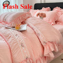 Korean Princess Style Lace Ruffles Wedding Bedding Set by Axyaa