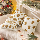 Axyaa Christmas Gingerbread Man Embroidered Cushion Cover - Festive Sofa Pillowcase