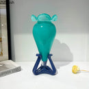 Axyaa Floral Design Glass Vase Hydroponics Plant Pot for Table Decoration