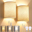 Axyaa Stepped Color Wall Lamp Set for Bedrooms, On/Off Switch, Linen Fabric