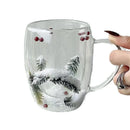 Axyaa Double-layer Glass Cup - Christmas Snow Scene Design