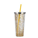 Axyaa Glitter Double Layer Sippy Cup, Large Capacity Reusable Coffee Milk Tea Cup