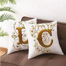 Axyaa European Gold 26 Letters Digital Printed Pillowcase for Home Decor