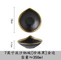 Axyaa 7-inch Black Gold Salad Bowl Set: Soup, Dessert Plate, Western Tableware