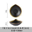Axyaa 7-inch Black Gold Salad Bowl Set: Soup, Dessert Plate, Western Tableware