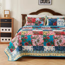 Axyaa Floral Queen Size Patchwork Quilt Set - Lightweight Reversible Bedspread Coverlet