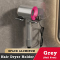 Axyaa Wall-mounted Aluminum Hair Dryer Holder Organizer - Bathroom Storage Solution