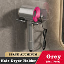 Axyaa Wall-mounted Aluminum Hair Dryer Holder Organizer - Bathroom Storage Solution