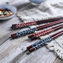 Axyaa Black Cherry Blossom Sushi Chopsticks Set - Pair of Natural Wooden Reusable Sticks.