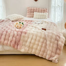 Axyaa Luxe Double Layer Rabbit Fur Tie-Dye Throw Blanket