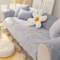 Axyaa Milk Velvet Sofa Cover Plush Winter Seat Protector Slipcover