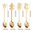 Axyaa Christmas Elk Dessert Spoon Set, Gold Silver Cutlery Coffee Fruit Spoon