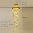 Axyaa Crystal Long Chandelier: Luxury Modern Black/Gold Fixture for Villa Living Room Staircase