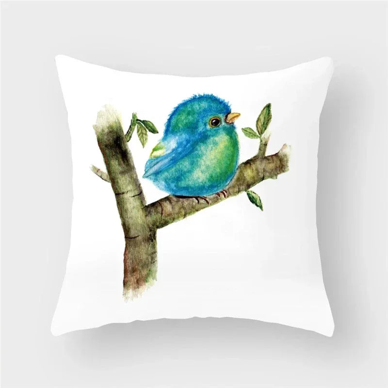 Axyaa Decorative Cushion Cover Throw Pillow 45*45 Sofa Flower Bird Animal Pillowcase