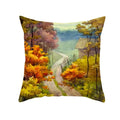 Axyaa Autumn Gold Red Forest Plush Cushion Cover: Vintage Oil Painting Pillowcase