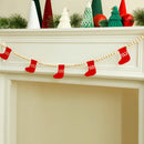 Axyaa Christmas Stocking Felt Garland with Wooden Bead