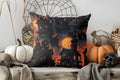 Halloween Pillow Cover Ghosts & Black Cat Design by Axyaa