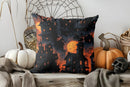 Halloween Pillow Cover Ghosts & Black Cat Design by Axyaa