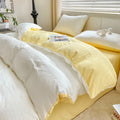 Axyaa Solid Color Cotton 4-Piece Set: Mattress, Bed Sheet, Quilt Cover - Super Soft