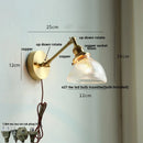 Axyaa Brass Swing Arm LED Wall Light Fixture with Pull Chain Switch, Modern Clear Glass Bedside Lamp